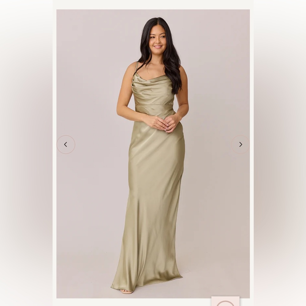 Revelry Silver Sage Skye Satin Gown for Wedding Guest or Bridesmaid